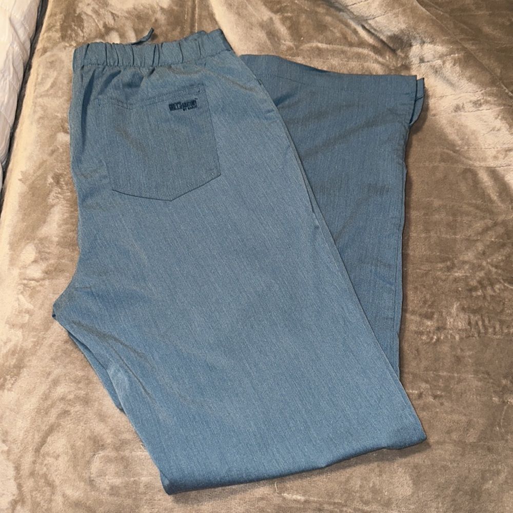 Grey’s Anatomy M Teal Green Signature Drawstring 5 Pocket Wide Scrub Pants